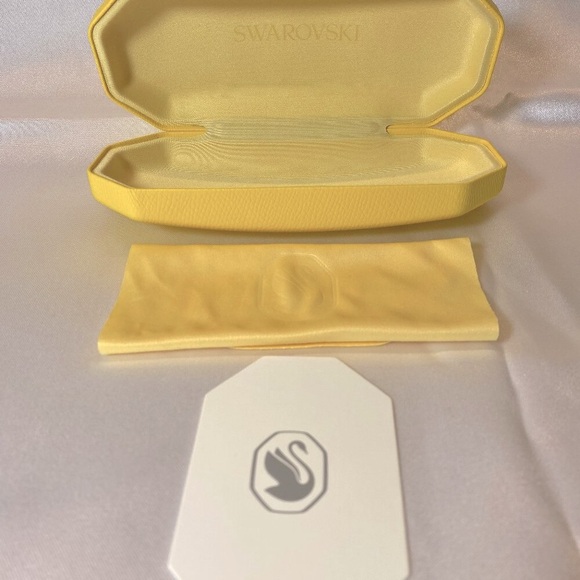 Swarovski Sunglasses Case,Yellow Hard Leather Clamshell, Yellow Cloth, Auth Card main image 6